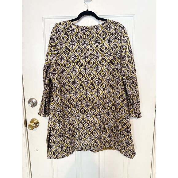 Market Place Handmade in India Jacket Ikat Artsy Boho Green Lagenlook Large - Picture 5 of 9